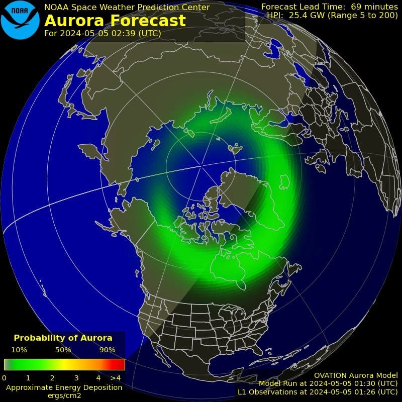 Pronóstico de posibles Auroras Boreales por Actividad en el Sol